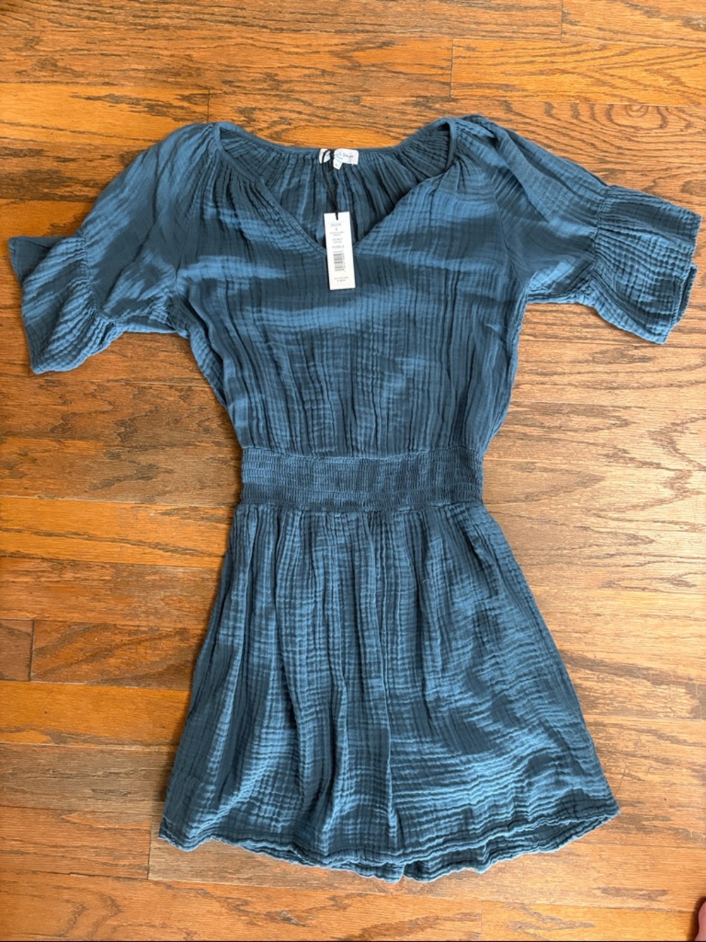 Misa Los Angeles Slate Blue Short Sleeve Mini Dress